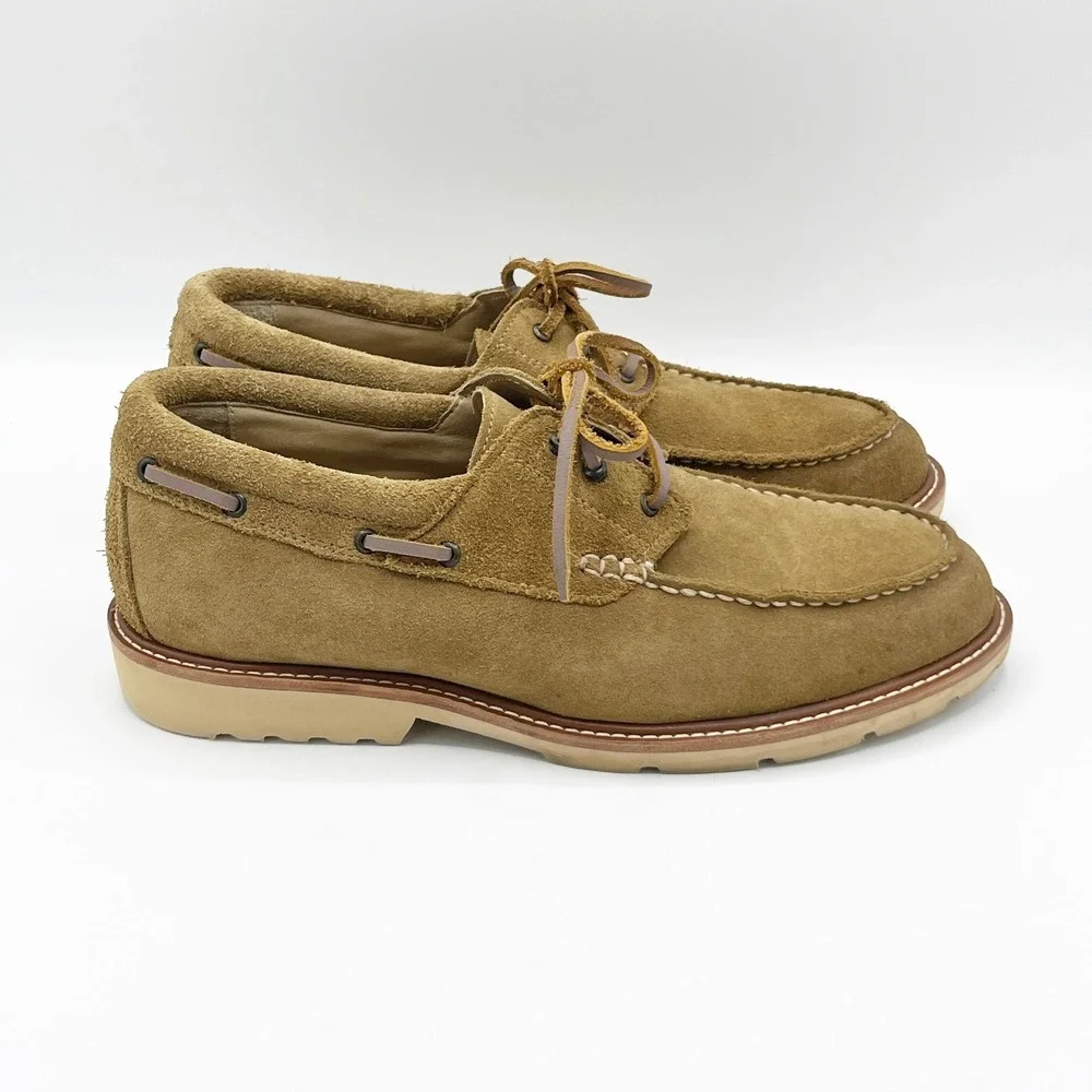 Rhodes Shoes Mens 9 Tan Suede Vibram Gumlite Moc Toe Boat Deck Casual Huckberry